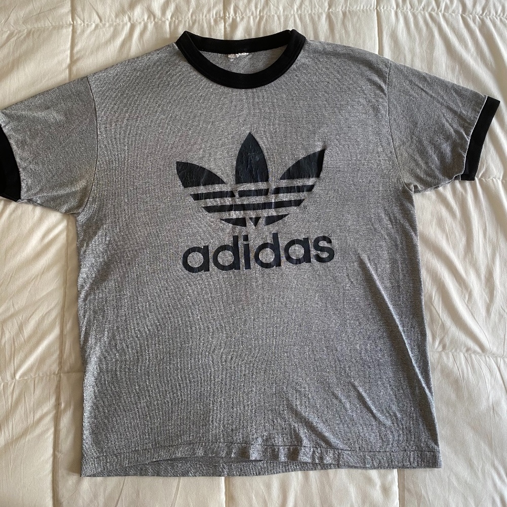 ADIDAS 1980's RINGER T-SHIRT (💯VINTAGE) uni-sex